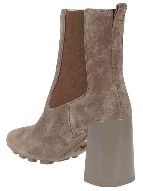 Stivaletti da donna in pelle scamosciata, tacco 9, colore nocciola HOGAN | HXW6950FW30BYEC407
